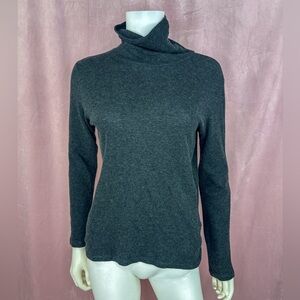 MAJESTIC FILATURES Womens Cotton Cashmere Gray Turtleneck Sweater Top Medium